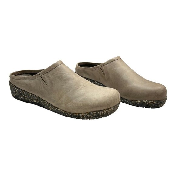 Elite By Walking Cradles Shoes Womens 8.5W Comfort Slip On Clogs Tan Leather - Picture 1 of 6